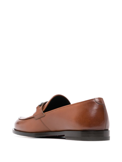 Shop Bally Logo-plaque Leather Loafers In Brown
