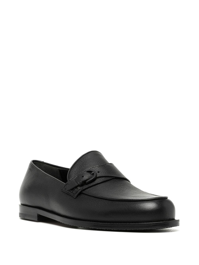 Shop Bally Leather Buckle-strap Loafers In Black