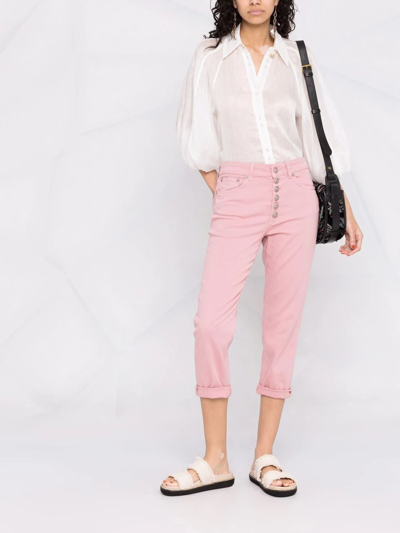 Shop Dondup High-waist Cropped Jeans In Pink
