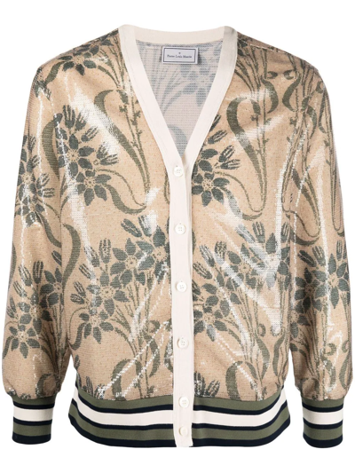 Pierre-louis Mascia Kurt Sequin-embellished Cardigan In Neutrals