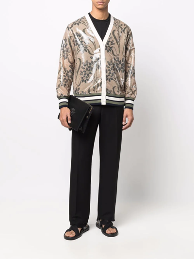 Pierre-louis Mascia Kurt Sequin-embellished Cardigan In Neutrals