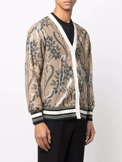 Pierre-louis Mascia Kurt Sequin-embellished Cardigan In Neutrals