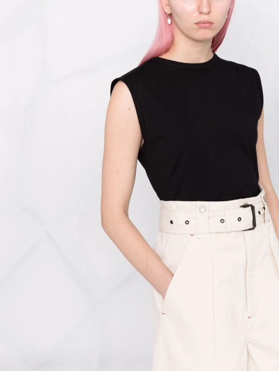 Loulou Studio Cap Sleeve T-shirt In Black
