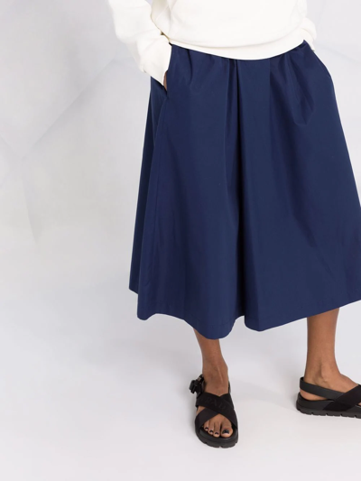 Shop Aspesi Wide-leg Cropped Trousers In Blue