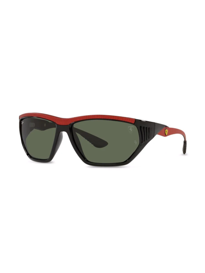 Shop Ray Ban X Scuderia Ferrari Geometric-frame Sunglasses In Black