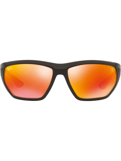 Shop Ray Ban X Scuderia Ferrari Geometric-frame Sunglasses In Orange