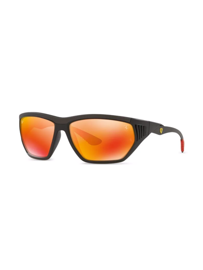 Shop Ray Ban X Scuderia Ferrari Geometric-frame Sunglasses In Orange