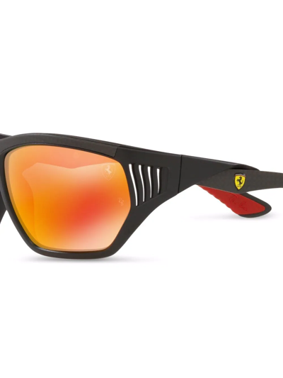 Shop Ray Ban X Scuderia Ferrari Geometric-frame Sunglasses In Orange