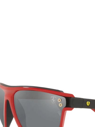 Shop Ray Ban X Scuderia Ferrari Rectangle-frame Sunglasses In Black