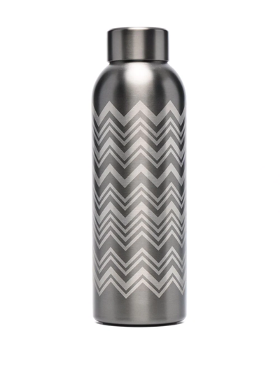 Shop Missoni Zigzag Logo Water Bottle In Silver