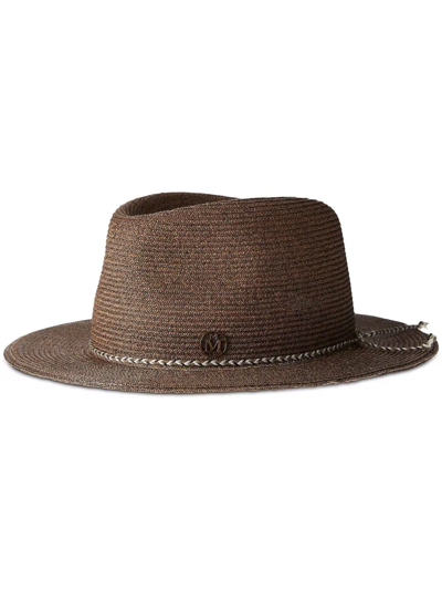 Shop Maison Michel André Straw Fedora Hat In Brown