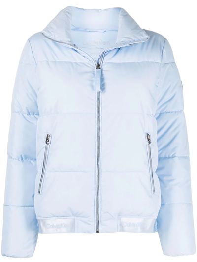 Shop Calvin Klein Zip-pocket Puffer Jacket In Blue