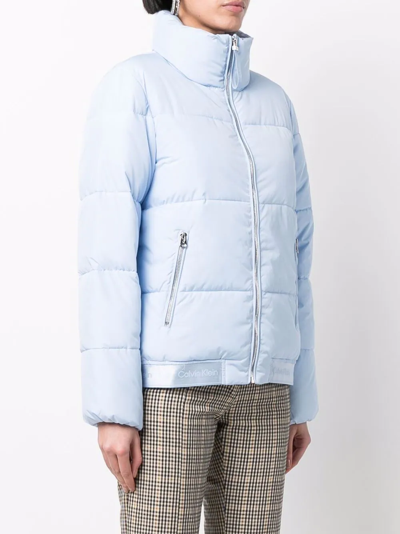 Shop Calvin Klein Zip-pocket Puffer Jacket In Blue