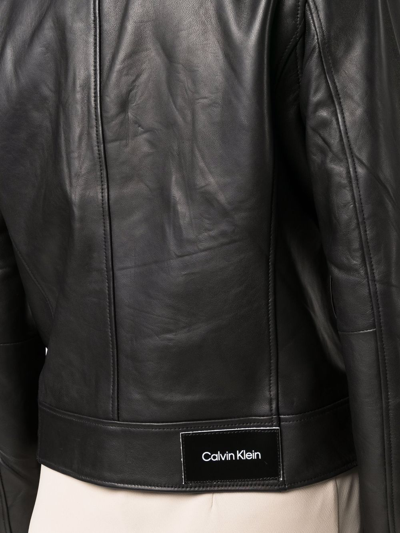 Shop Calvin Klein Logo-patch Biker Jacket In Black