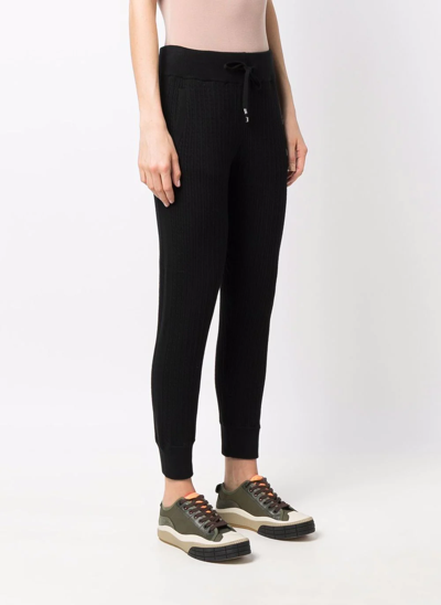 Shop Lauren Ralph Lauren Combed Cotton Cable-knit Trousers In Black