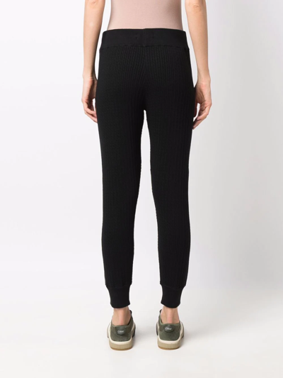 Shop Lauren Ralph Lauren Combed Cotton Cable-knit Trousers In Black