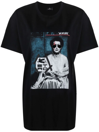 Shop Etro Graphic-print T-shirt In Black