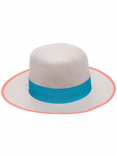 Shop Emporio Armani Colour-block Sun Hat In Grey