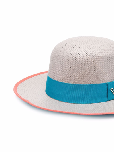 Shop Emporio Armani Colour-block Sun Hat In Grey