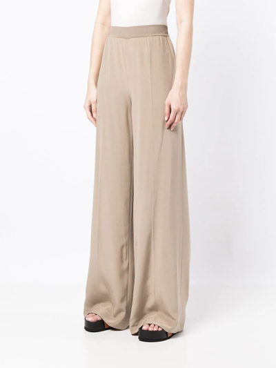 Shop Joseph Taffy Wide-leg Silk Trousers In Brown