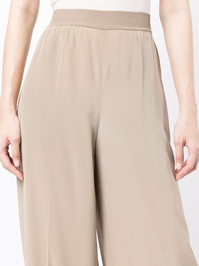 Shop Joseph Taffy Wide-leg Silk Trousers In Brown