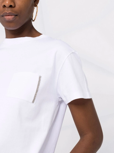 Shop Fabiana Filippi Bead-detail Pocket T-shirt In White