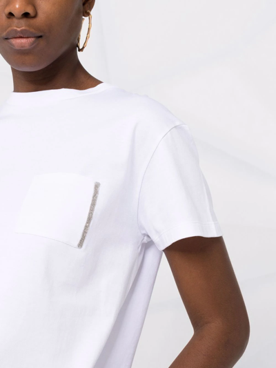 Fabiana Filippi Bead-detail Pocket T-shirt In White