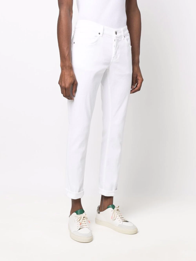 Shop Dondup Cropped Slim-cut Jeans In White