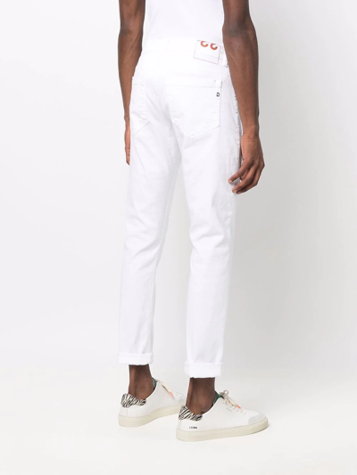 Shop Dondup Cropped Slim-cut Jeans In White