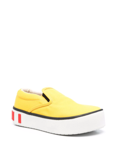 Shop Marni Raised Logo Slip-on Sneakers In Yellow