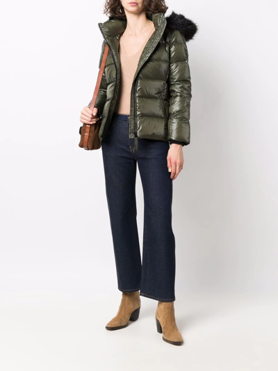 Shop Calvin Klein Faux-fur Hood Padded Jacket In Green