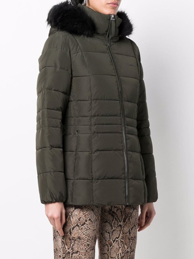 Calvin Klein Sorona Hooded Puffer Jacket In Green | ModeSens