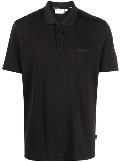 Shop Calvin Klein Logo-print Polo Shirt In Black