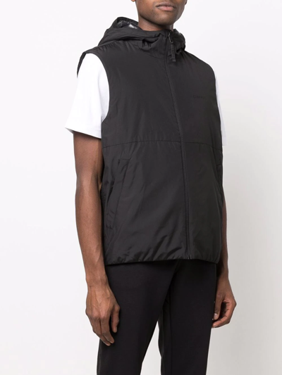 Shop Calvin Klein Hooded Zip-up Vest In Black