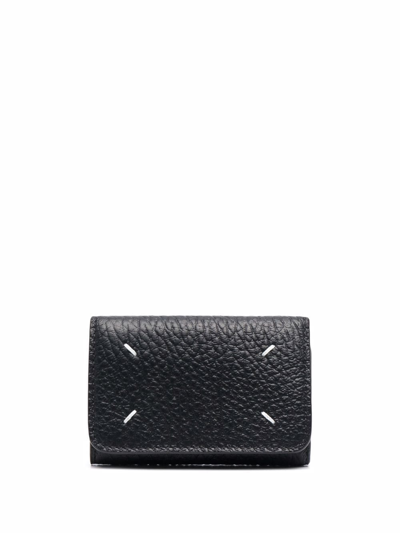 Shop Maison Margiela Four-stitch Leather Wallet In Black