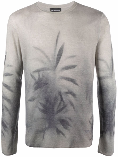 Shop Emporio Armani Abstract-print Cashmere Jumper In Grey