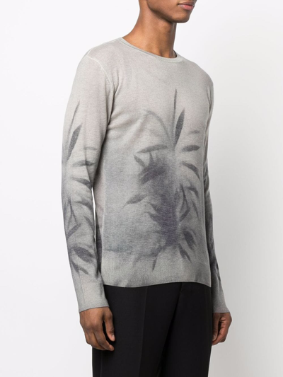 Shop Emporio Armani Abstract-print Cashmere Jumper In Grey