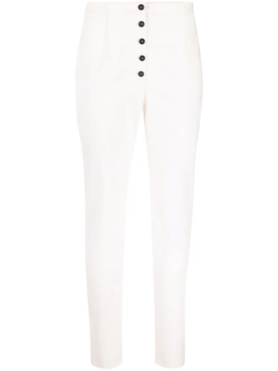 Philosophy Di Lorenzo Serafini High-waist Slim-fit Canvas Trousers In White