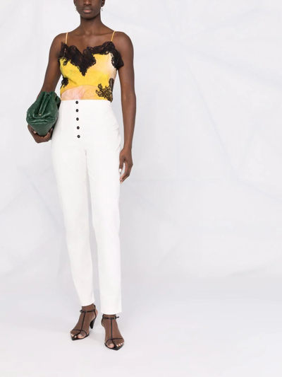 Philosophy Di Lorenzo Serafini High-waist Slim-fit Canvas Trousers In White