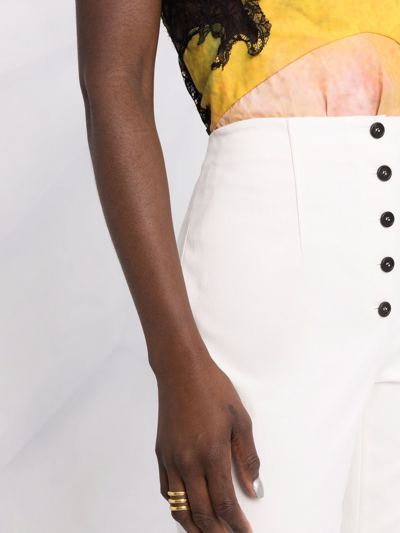 Philosophy Di Lorenzo Serafini High-waist Slim-fit Canvas Trousers In White