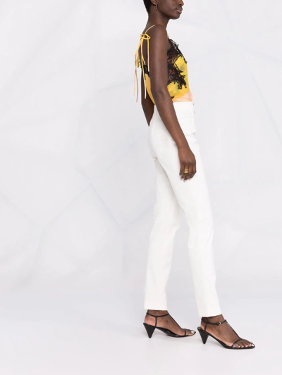Philosophy Di Lorenzo Serafini High-waist Slim-fit Canvas Trousers In White