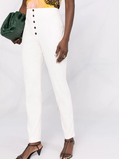 Philosophy Di Lorenzo Serafini High-waist Slim-fit Canvas Trousers In White
