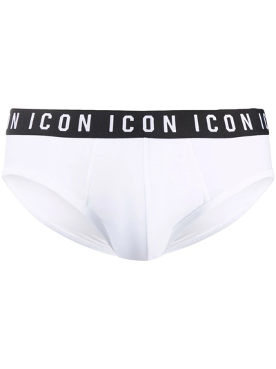 Shop Dsquared2 Icon Waistband Briefs In White