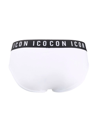 Shop Dsquared2 Icon Waistband Briefs In White