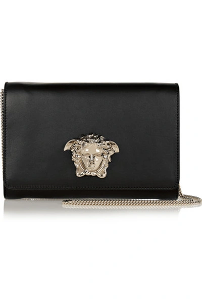 Versace Palazzo Sultan Leather Shoulder Bag In Black + Gold