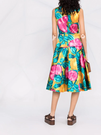 Shop Marni Floral-print Dress In Blue