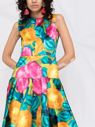 Shop Marni Floral-print Dress In Blue