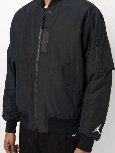 Shop Nike Zip-up Padded Bomber Jacket In 010 Black/gymred