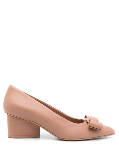 Ferragamo Viva 55mm Leather Vara Bow Pumps In Nude