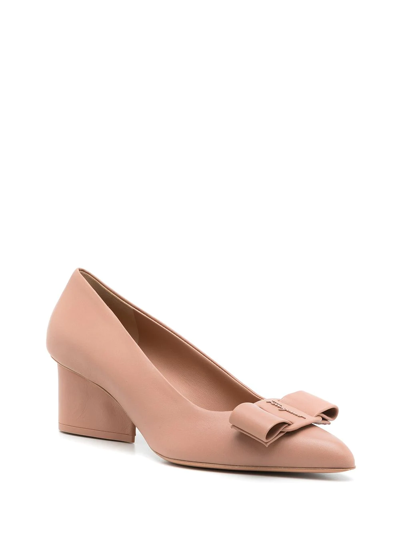 Ferragamo Viva 55mm Leather Vara Bow Pumps In Nude